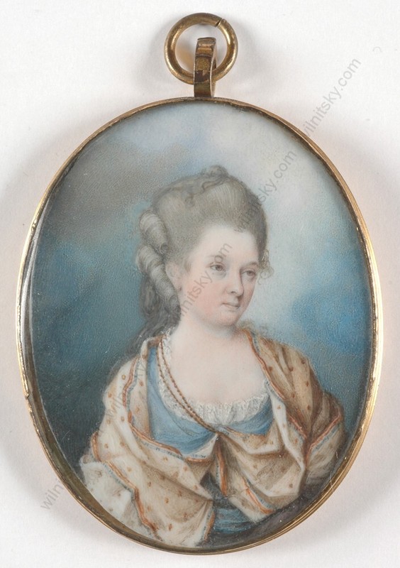 «Portrait of a young noblewoman», high quality English miniature, ca. 1775 (m)