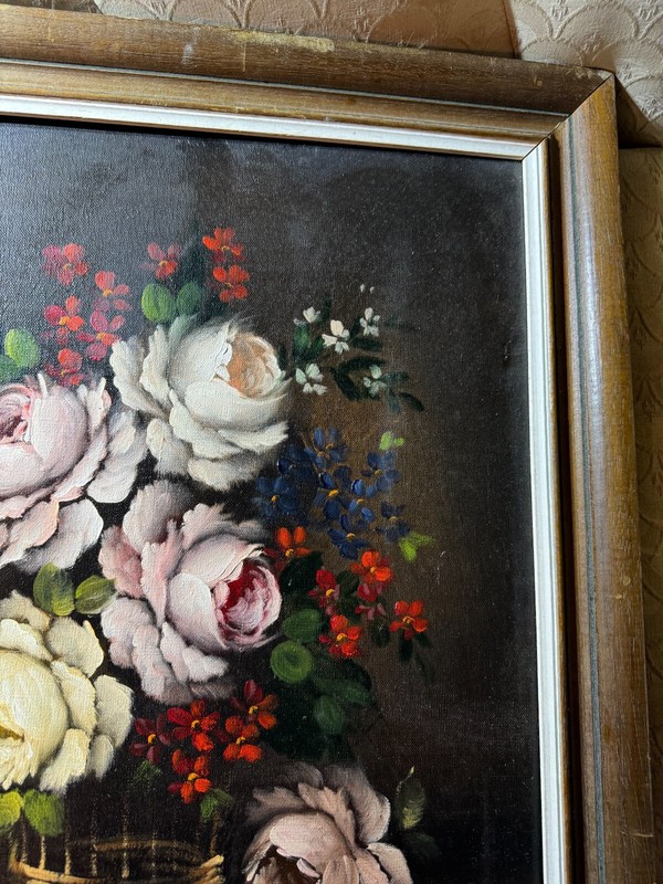 Vintage "Tabletop Still Life Scene" Oil Painting - Signed And Framed gallery