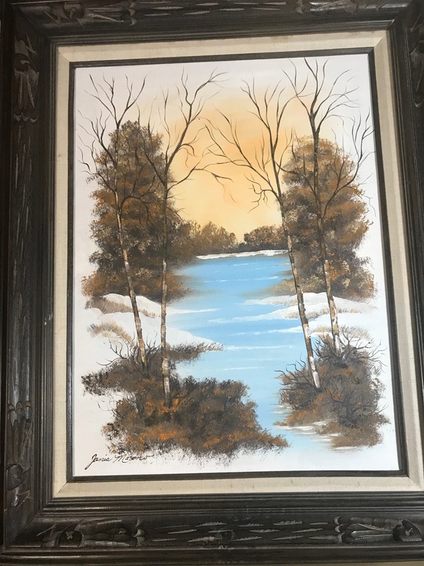 Large Janis Moreno «River And Landscape Scene» Oil Painting – Signed And Framed