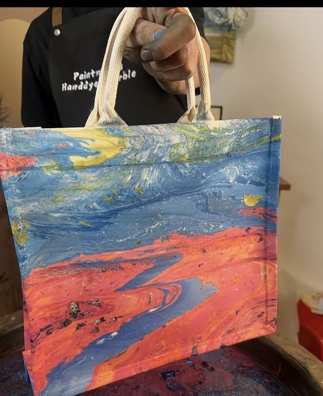 2 NEW COLORFUL ABSTRACT HANDMADE TOTE BAG IN PICTURES one if a kind