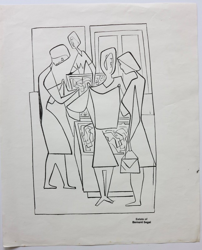 Bernard Segal c.1960’s abstract women shopping painting New Hope PA modernist