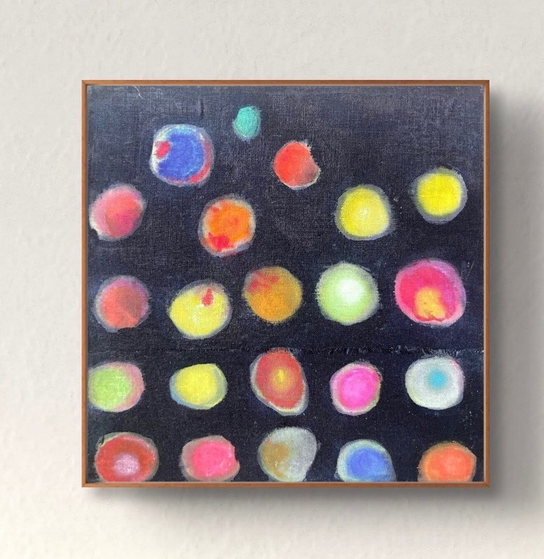 Hand Painted Colorful Abstract 9×9 Dyed Fabric Wood Wall Art, Holly Hammond