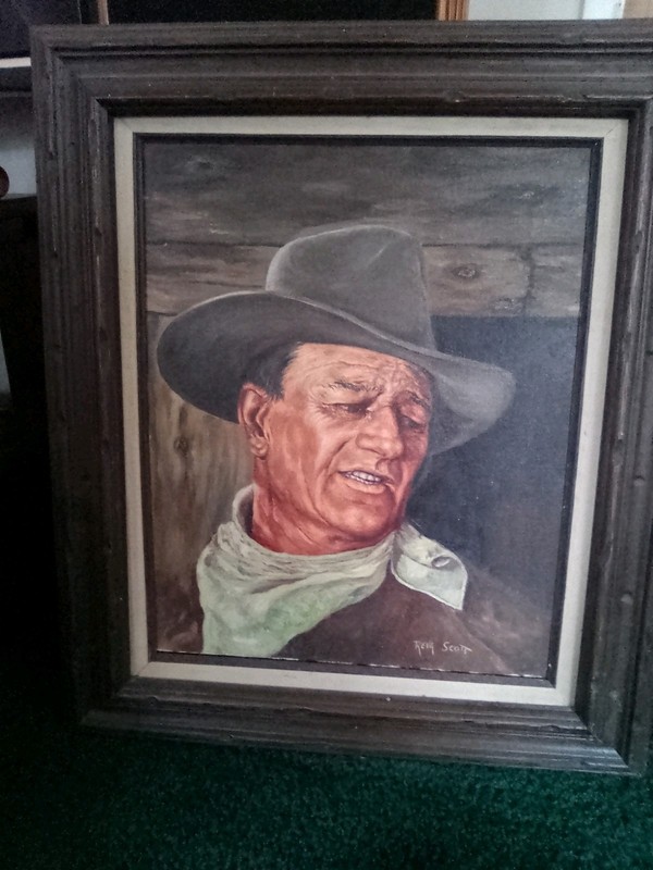 VINTAGE JOHN WAYNE OIL PAINTING Signed gallery