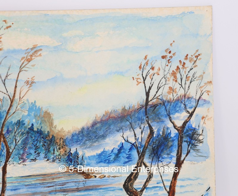 D Holby WAITING FOR SPRING Snowscape 17 1/2 x 14 3/4" Watercolor on Board gallery