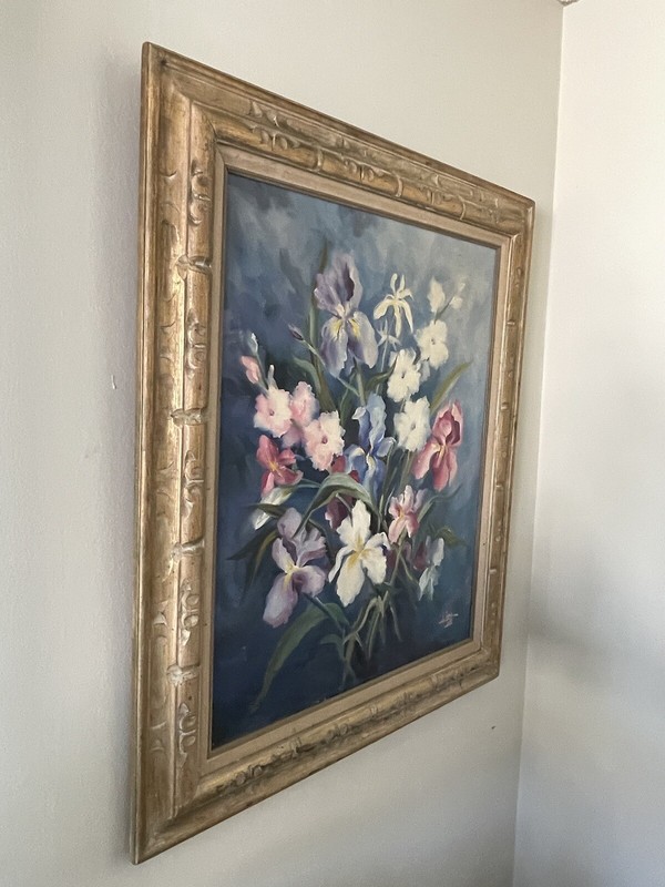 LINDA LEE ANTIQUE MODERN FLOWERS IMPRESSIONIST OIL PAINTING OLD VINTAGE ROSES 69 gallery