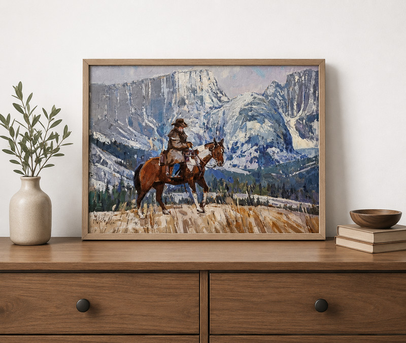 Western Landscape Oil Painting Horse Rider Western Cowboy Ranch Horseback Rider gallery