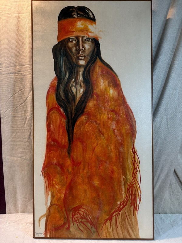 1974 POPO and RUBY LEE Original Signed OIL PAINTING 25″ X 49″ ~ New to Market, D