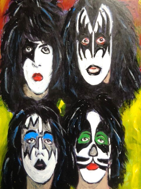 Original Music ROCK BAND KISS GENE – PAUL – ACE – PETER Abstract Painting ART