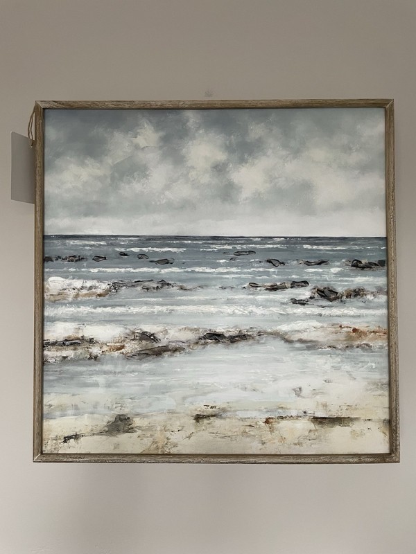 FABRICE DE VILLENEUVE FDV 82 Studio Framed Canvas Print, Ocean Waves, 27.5×27.5
