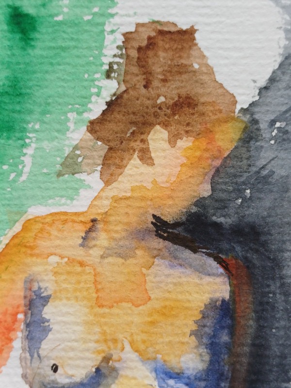 Woman Watercolor Original Art Figure Impressionism Artwork 21x15 cm. gallery