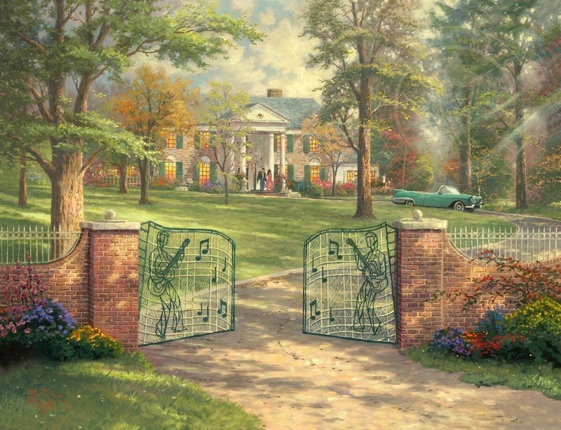 Thomas Kinkade Graceland 50th Anniversary 18 X 24 ~ Studio Proof Oil on Canvas