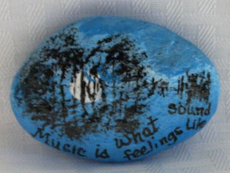 ENCOURGE HAND PAINTED MUSIC FEELINGS SOUND LIKE GUITAR RIVER ROCKS ROCK STONE