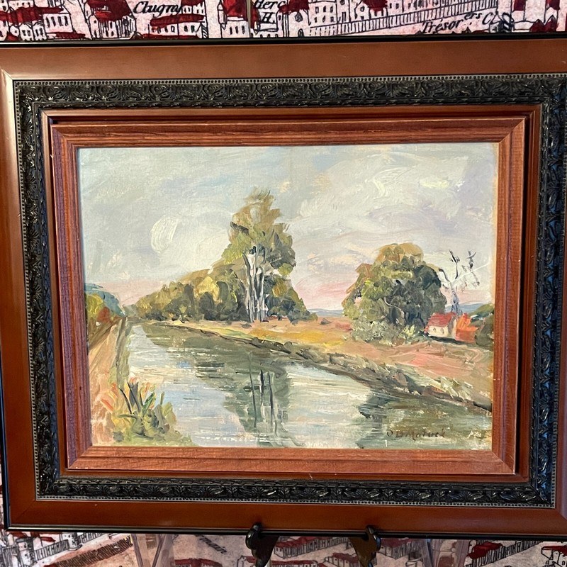Olga Matuck New Hope PA Canal Scene Oil Painting On Board