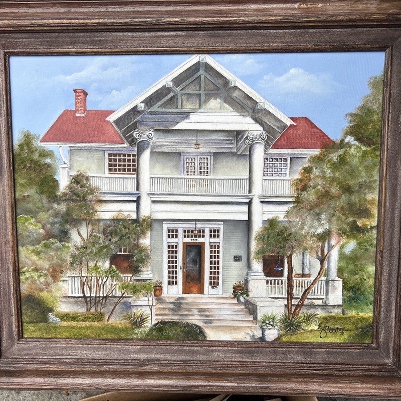 Original Framed Painting Foursquare House on Canvas Signed J Copper 2007
