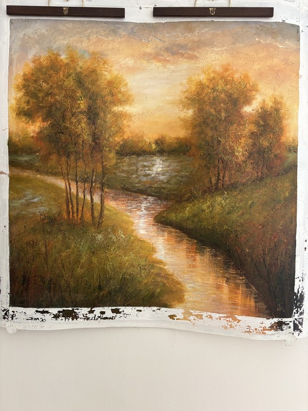 Landscape ORIGINAL OIL ON CANVAS RIVER LANDSCAPE PAINTING 30×30
