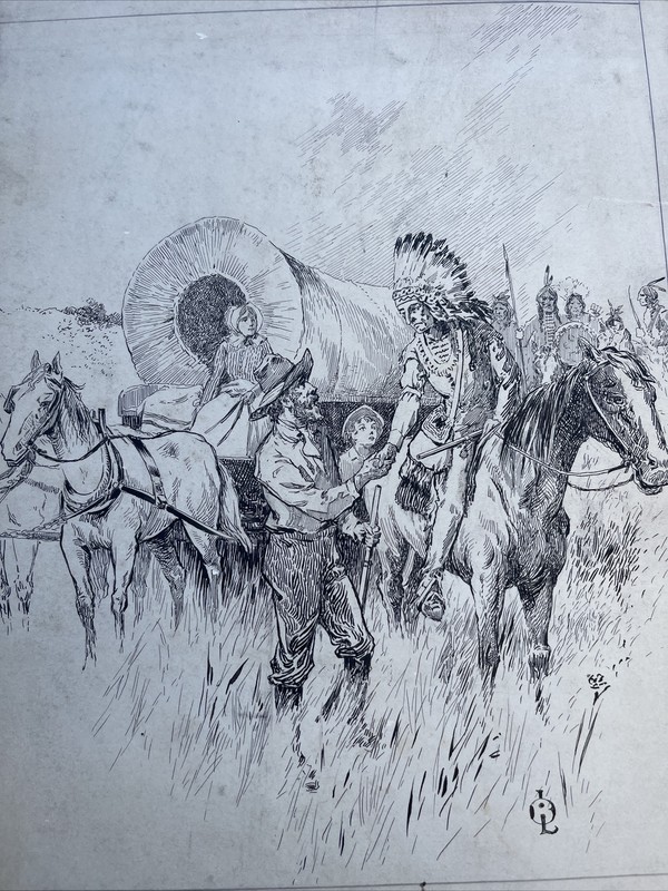 Antique Drawing Female Model American Book ILLUSTRATION LISTED INDIAN CHIEF INK gallery