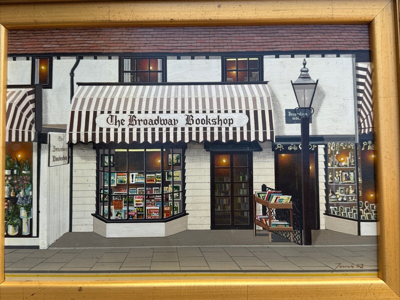 BROADWAY BOOKSTORE PAINTING REGIONALISM STREET VIEW SIGNED TUREK OR JUREK LISTED gallery