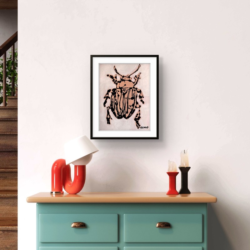 SLOOG Original Art Unique Expressionism Painting on Paper 9x12 Ink Blot Beetle gallery