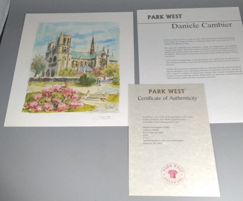 Notre Dame Paris, seriolithograph by Daniele Cambier, coa
