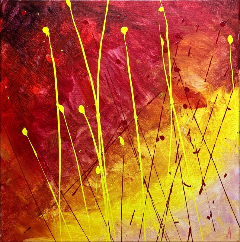 Landscape Painting Abstract Modern Original Sunset Flowers Art Josh Merritt