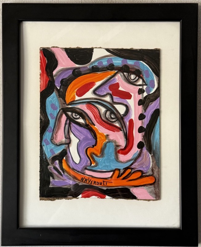 WILLIAM VERDULT VINTAGE MID CENTURY MODERN ABSTRACT CUBISM OIL PAINTING 1960s gallery