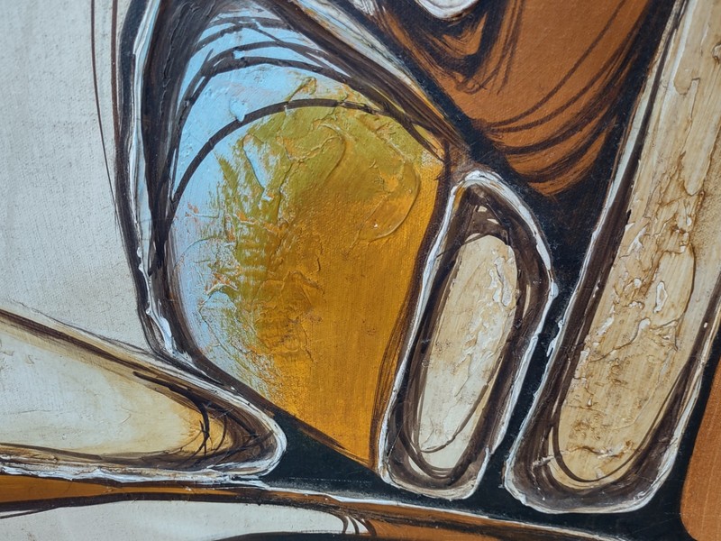 Mid-century modern by Leon Christie. beautiful oil on canvas abstract, 42"x42" gallery