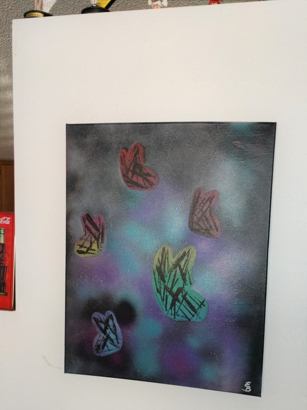 Abstract Painting Of Rainbow Butterflies in Flowers On Canvas 16x20x.5 Inches gallery