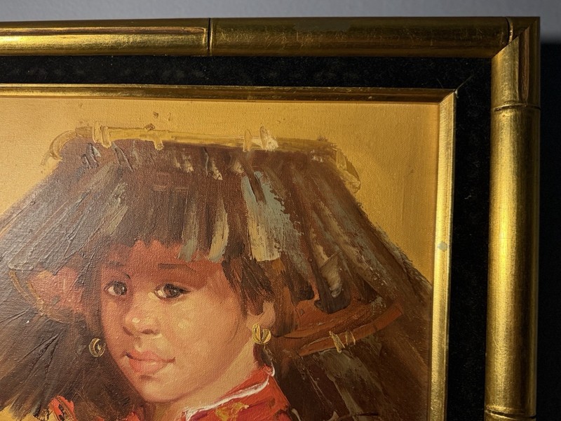 Orig K.K. Wong Oil Painting Chinese Girl Portrait Signed Vintage Framed Artwork gallery