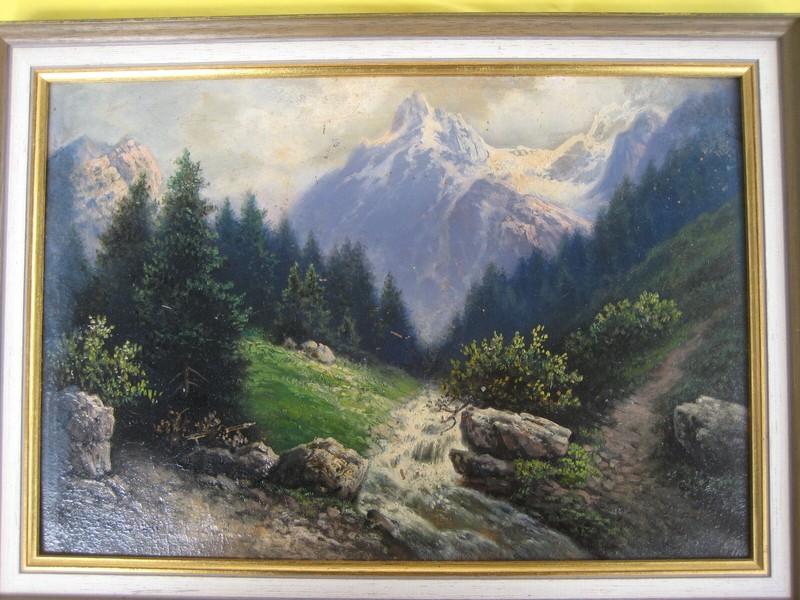 Oil painting mountain landscape with torrent signed: Georg Hoffmann sen from collection gallery