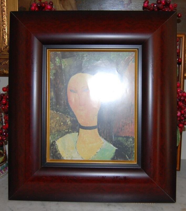 THICK FRAMED AMEDEO MODIGLIANI COLOR PRINT "PORTRAIT OF WOMAN WITH VELVET RIBBON gallery
