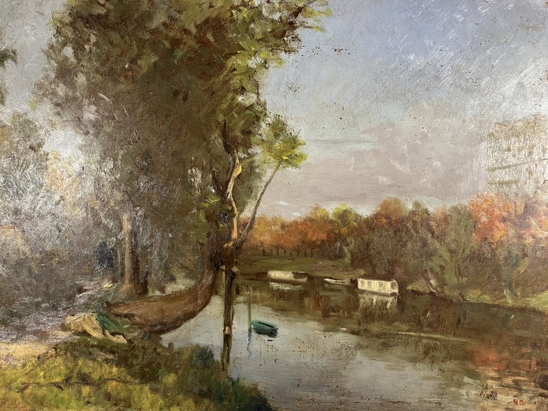 Impressionist River Landscape French School Monogrammed HD 64 X 79 CM Paris gallery