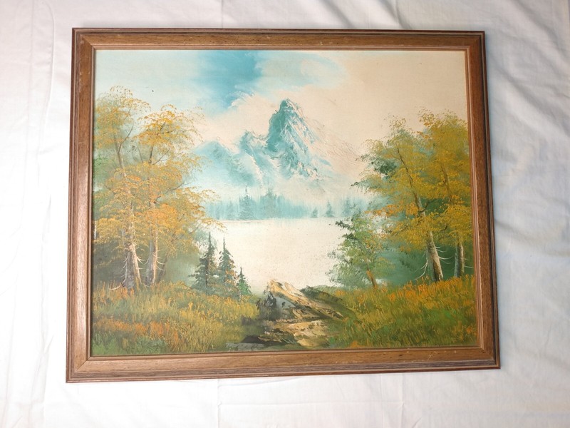 beautiful painting of a mountain in a solid wood frame 22 1/2 "Lx18 1/2"H gallery
