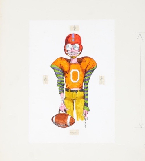 Jack Burton Davis (American ) Original Illustration Football Player Mixed Media gallery