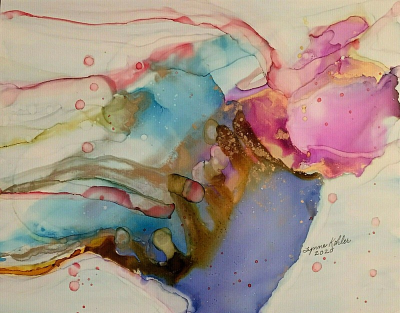 Original painting 8×10″ abstract Gold highlights by Lynne Kohler