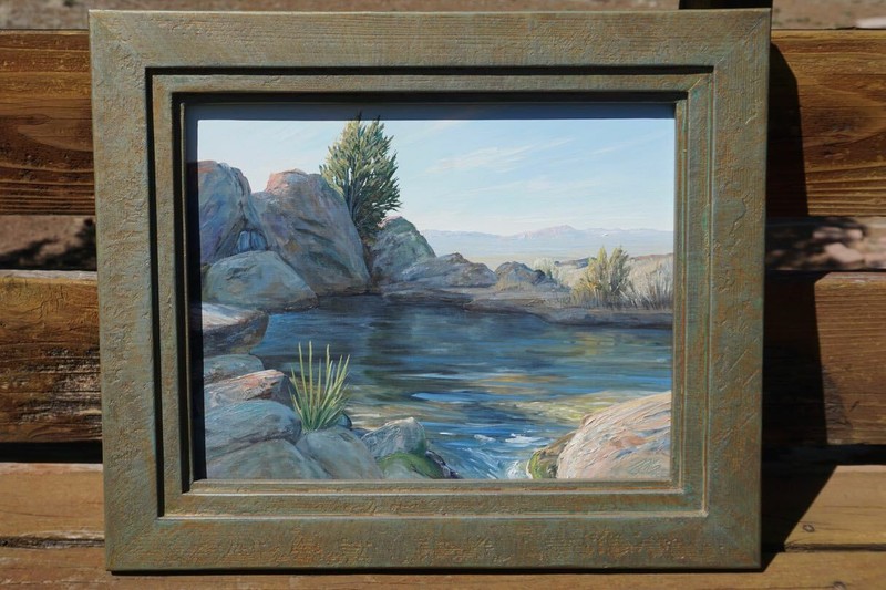 ORIGINAL WESTERN, SOUTHWESTERN, CALIFORNIA DESERT OASIS LANDSCAPE PAINTING ART gallery