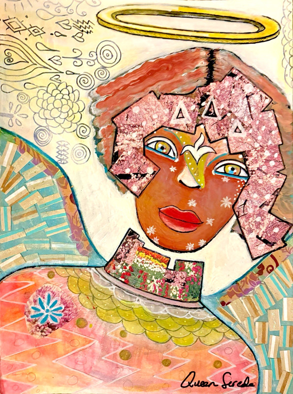 MIXED MEDIA EXPRESSIONISM 15X11 Nature Angel Fine Art Home Interior Decoration
