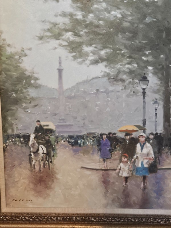 André Gisson (American, 1921–2003) Signed Original Paris Street Scene with Figur gallery