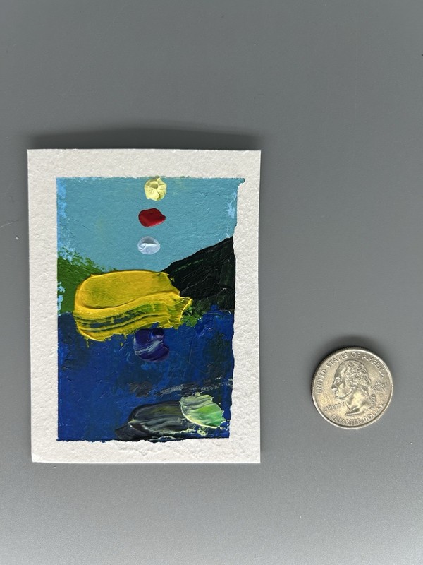 ACEO Original Abstract Painting 3.5”x2.5” by Miss Rina of Studio MRAO gallery