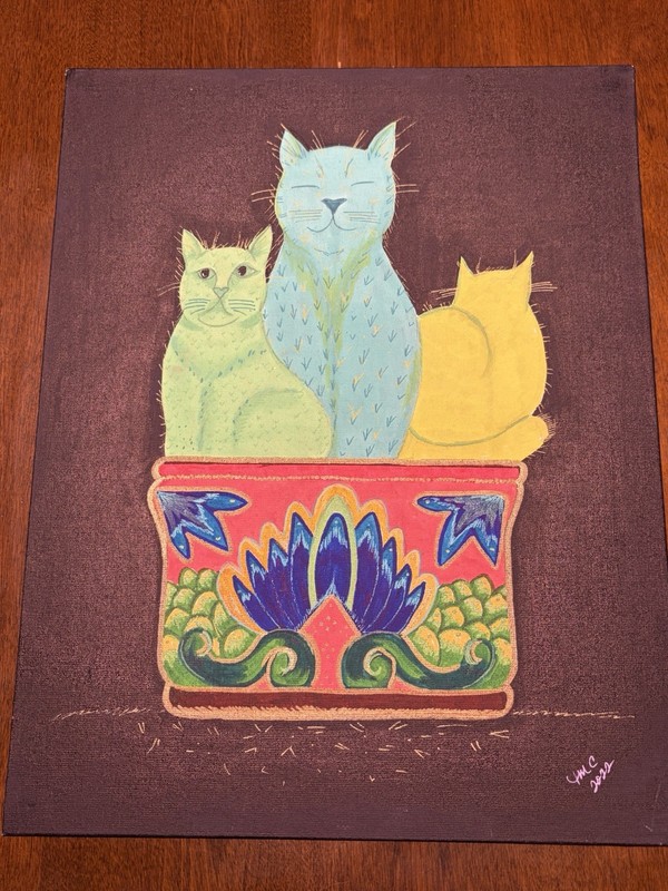 “Catcus” hand crafted sharpie artwork on canvas 11×14 inch by T.M.C