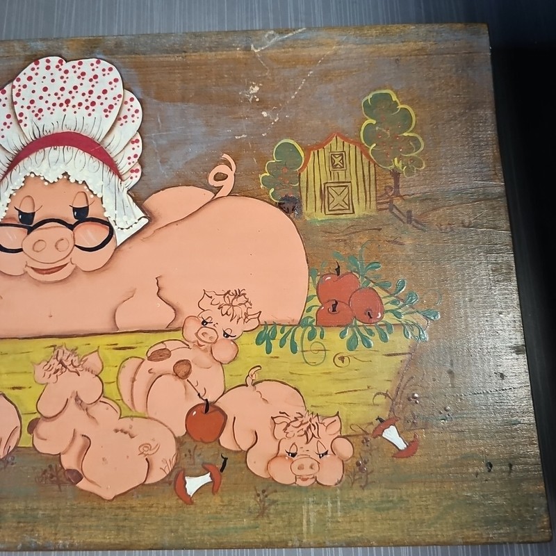 "Ma & The Porkers" Wood Painting Folk Art 1983 gallery