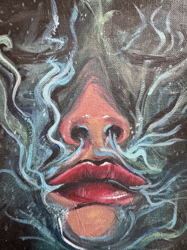 “Fuming” Acrylic On Canvas PAINTING-10X10 Inches Signed & Framed gallery
