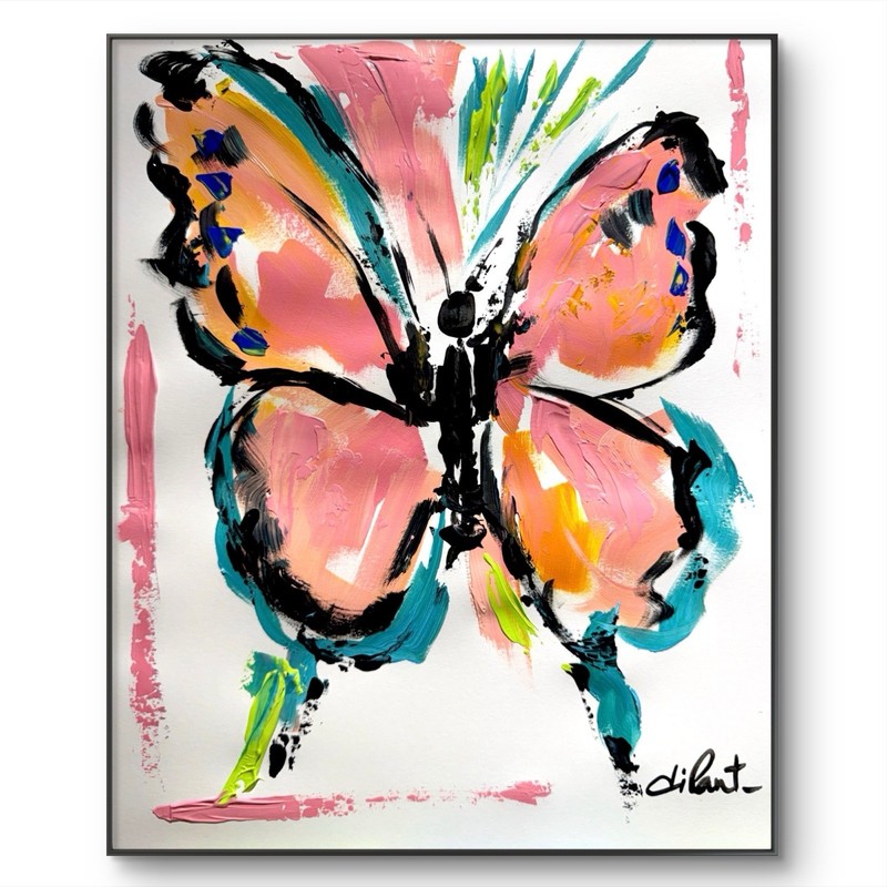 Pink Butterfly 11×14 Paper Original Artwork Abstract Fine Art Decor Home Design