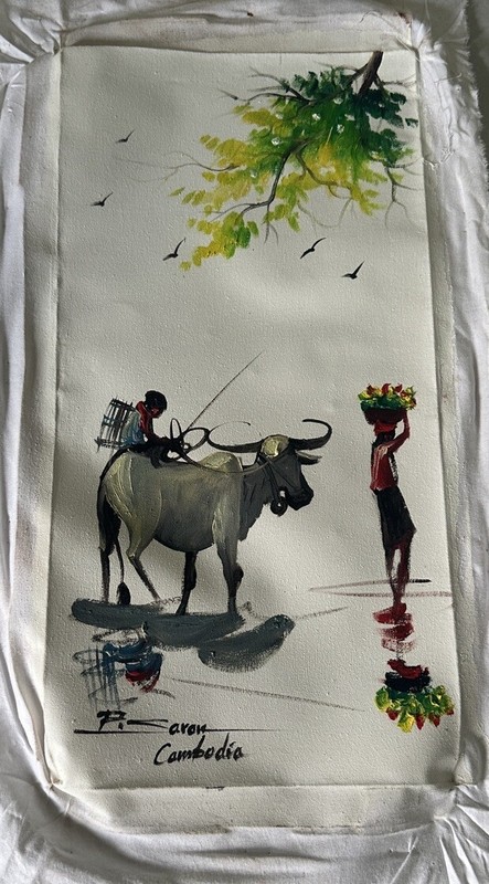 Bundle Sale 3 Oil Painting Of Khmer Culture 20cm X 40cm Each gallery