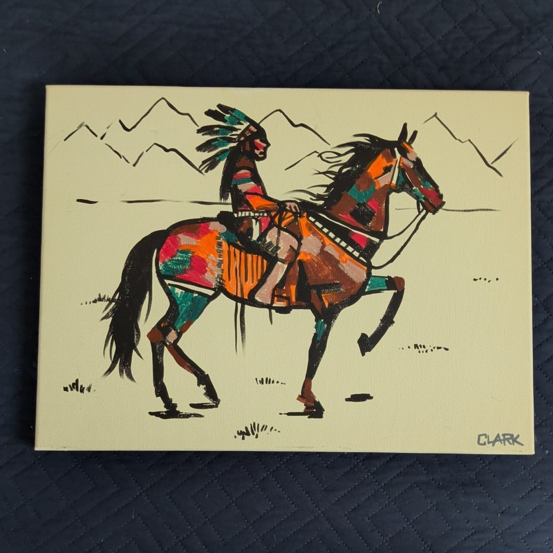 Unique Minimalist Native American Acrylic Painting – 12×16″ on Stretched Canvas