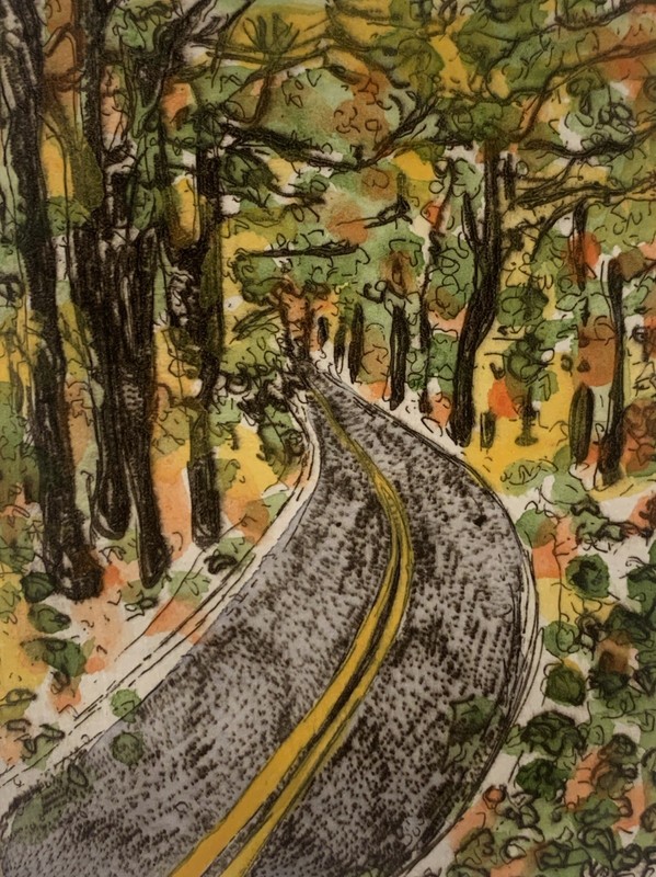Watercolor Artist Proof «Road» Signed by Artist on Art Card Stock 3-18″ x 4-1/8″