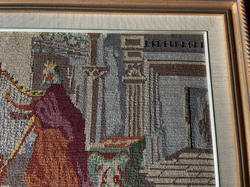Antique Needlepoint Victorian Framed Artwork~FRAMED~18"X23" gallery