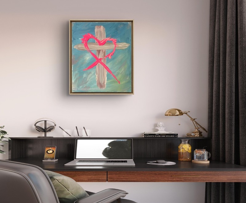BLESSED#1226 Cross Christian 11x14 Original Canvas Abstract Art gallery