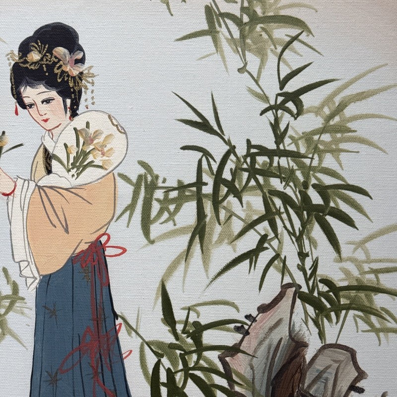 Vintage Oil Painting -Geisha Among The Blossom” New 16 x 20 Unstretched Canvas gallery