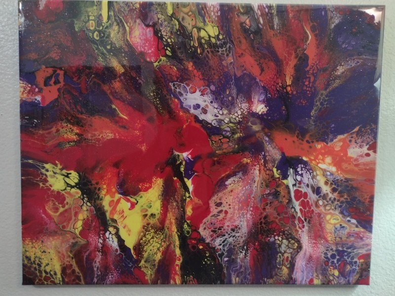 Abstract Art Painting Acrylic Fluid Art Painting on canvas 16×20 resin has flaws