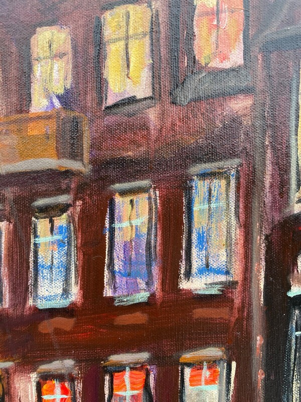 Expressionist Alex Franci 1947 Home IN Evening Light Kopenhagen Denmark Oil gallery